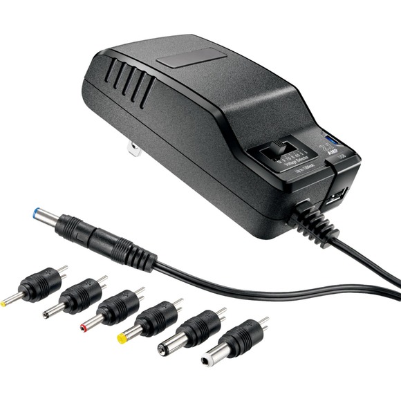 Insignia™ - 15.6 W 4.9 ft Universal AC Adapter - Black - Picture 1 of 8